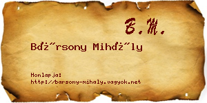 Bársony Mihály névjegykártya