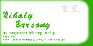 mihaly barsony business card